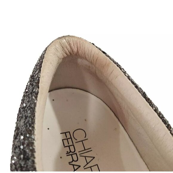 Chiara Ferragni I Feel Flat Glittered Emoji Sneakers 39 9 Silver - Picture 8 of 10